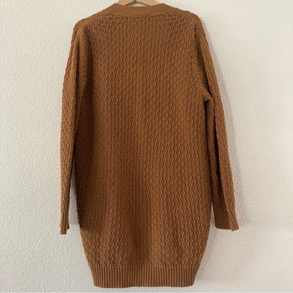 Pact Organic Cotton Lattice Knit Oversized Open Cardigan Camel/Tan Earthy XS/S - Picture 7 of 10
